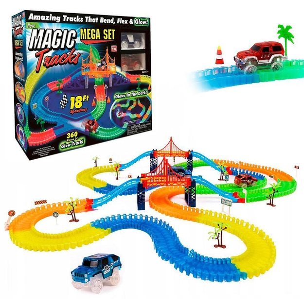 Светящийся гибкий трек Magic Tracks 360 деталей 2 машинкиП